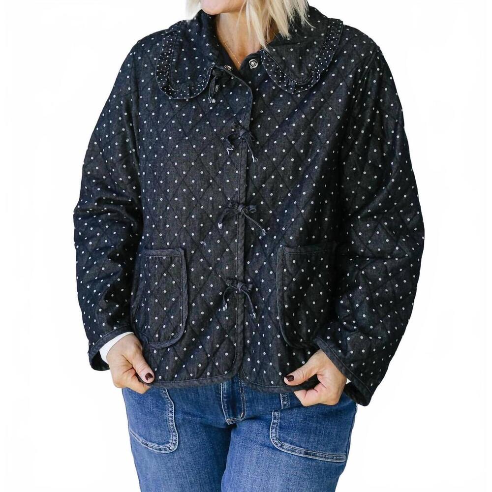 NEW POLYGRAM miley polka dots quilted jacket in black